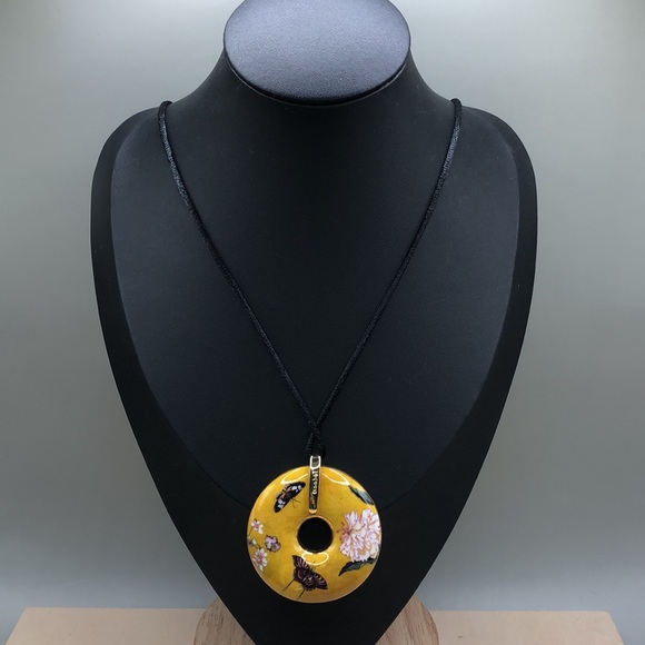 Goebel Hongshou butterfly enamel pendant necklace-statement size 2 sides - Picture 4 of 8